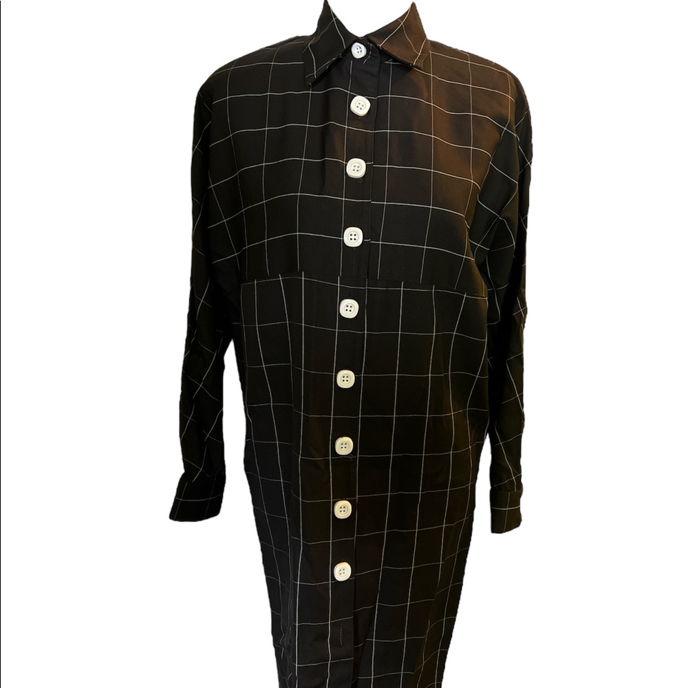 Chetta B vintage size 6 black/white plaid long sleeve dress New With Tags - Picture 5 of 15